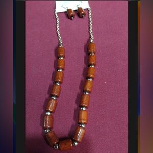 Elegant Brown Beaded Necklace Earring Set look of GREEK WORRY BEADS VINTAGE NOS